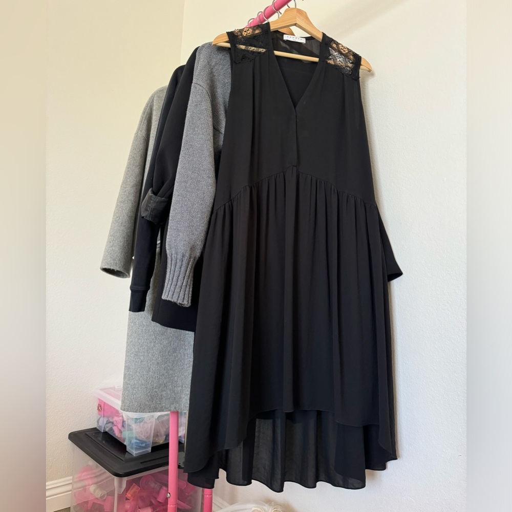 Sandro high low lace detail dress